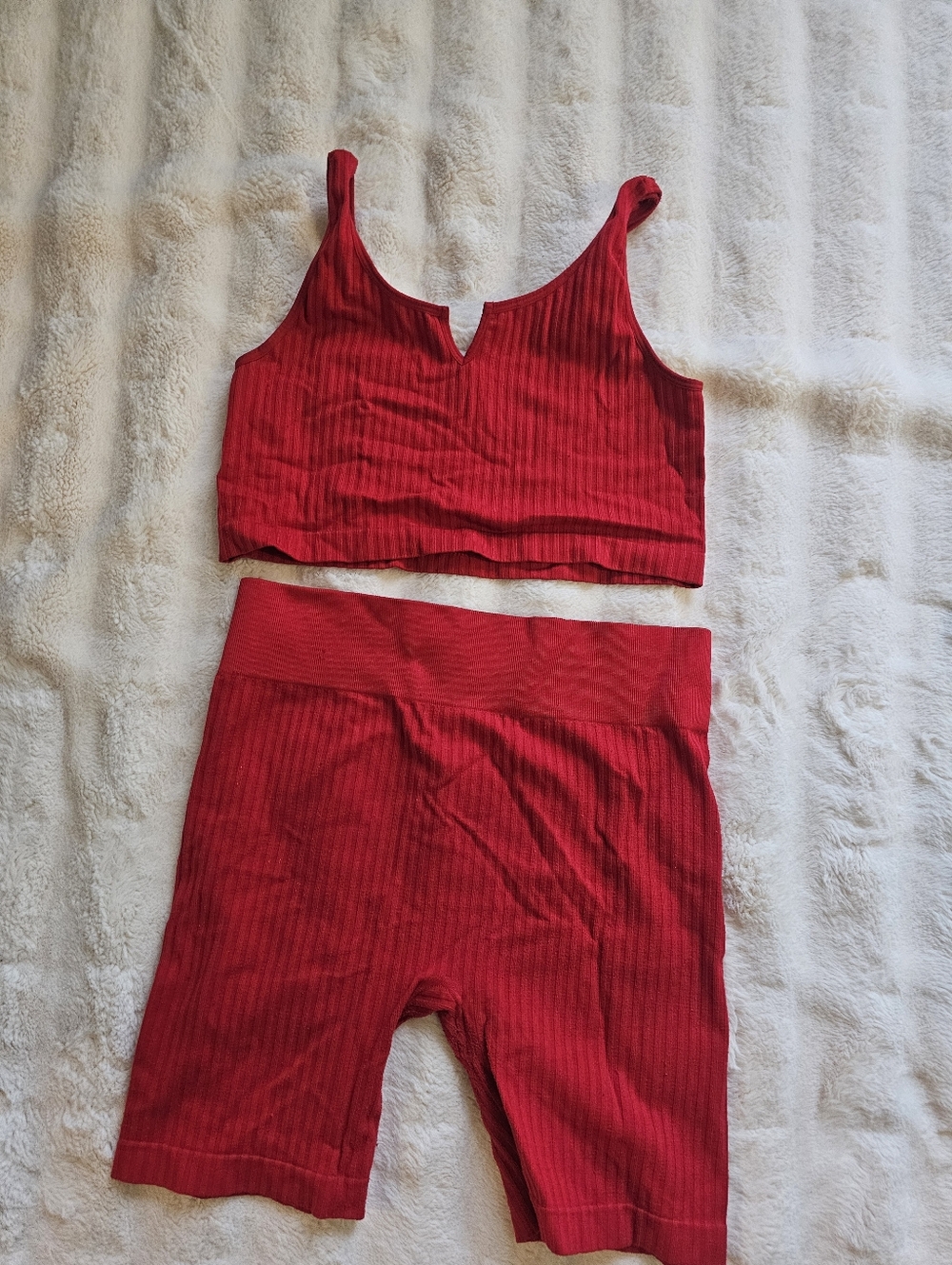 Ribbed Tank & Bike Short Set - Blue, Red, Gray - Picture 5 of 10